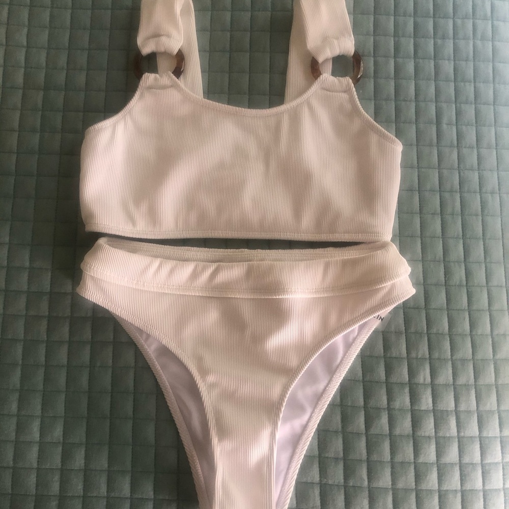 White Ribbed Swimsuit